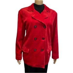 Vintage Corduroy Blazer Jacket Red Double Breasted Field Gear size M